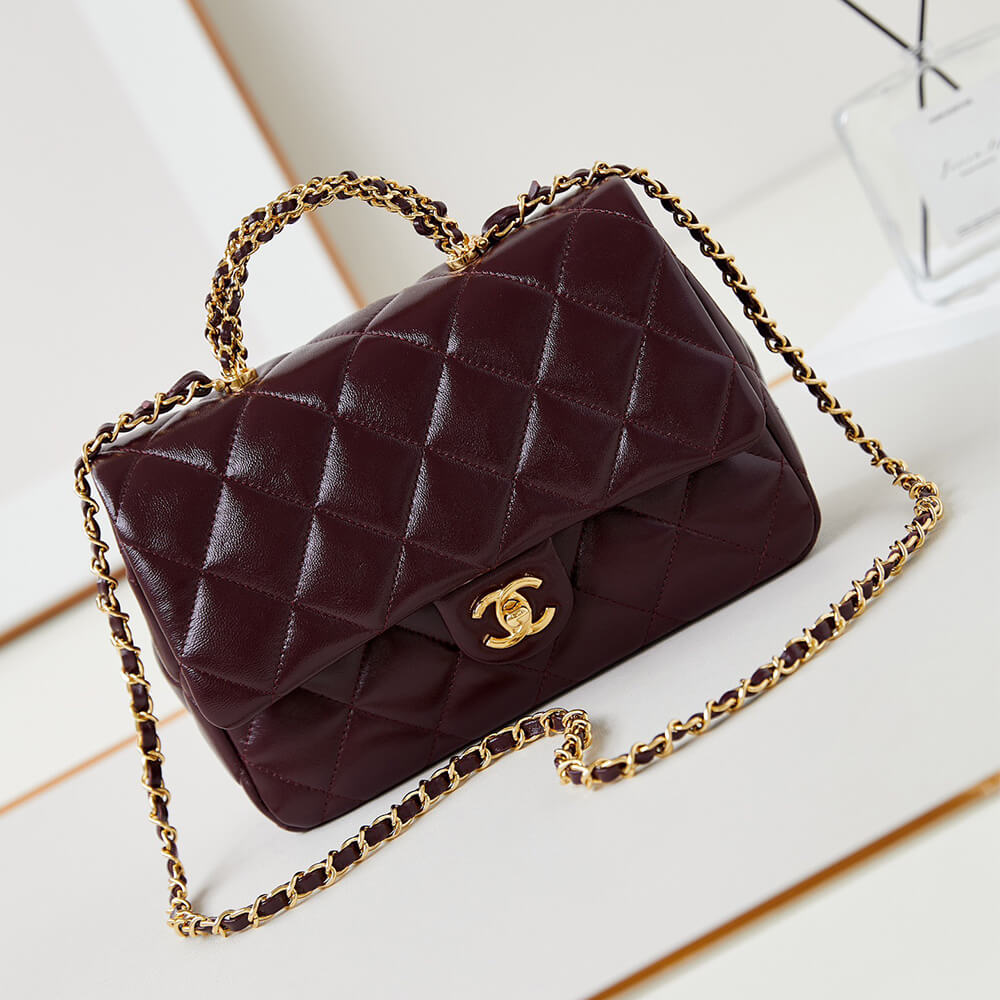 Ch*el flap bag with top handle