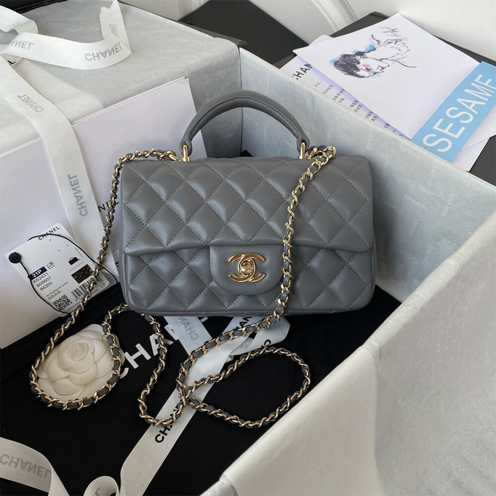 Ch*el mini classic handbag with top handle
