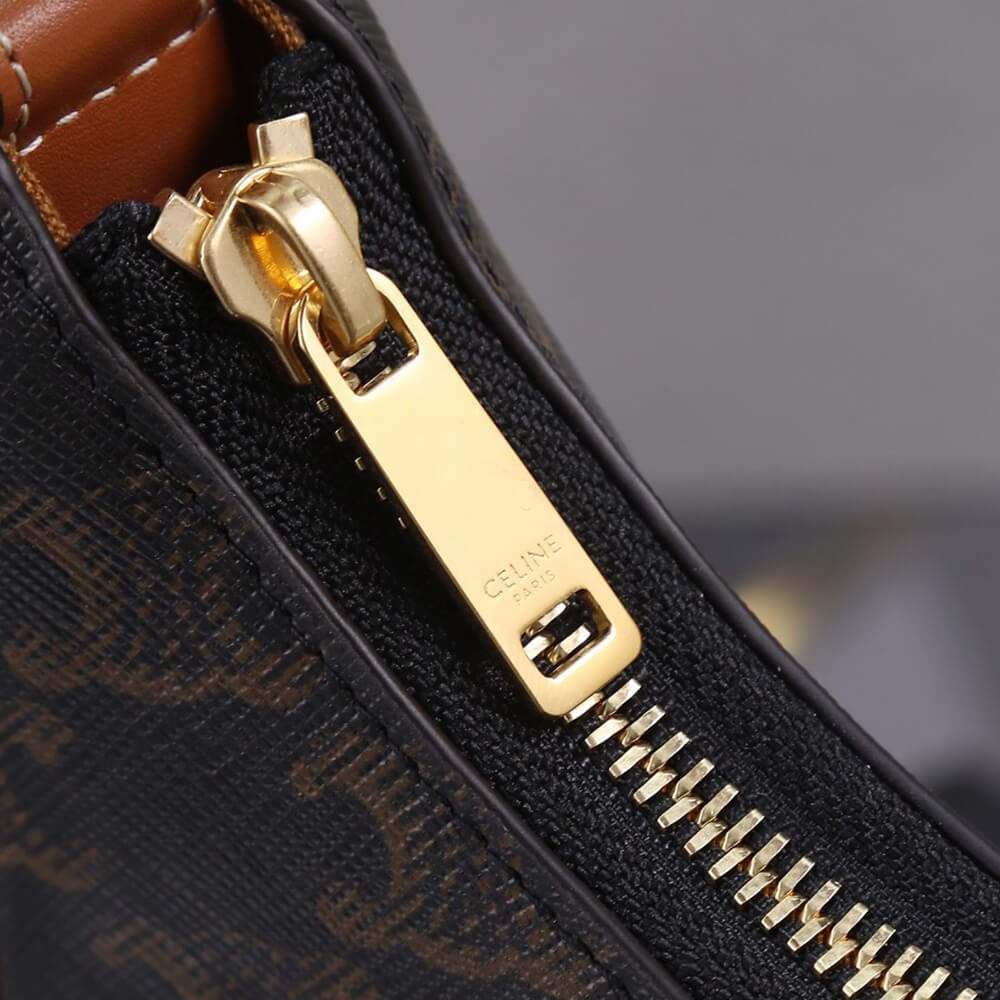Ce**e medium ava triomphe bag in triomphe canvas and calfskin