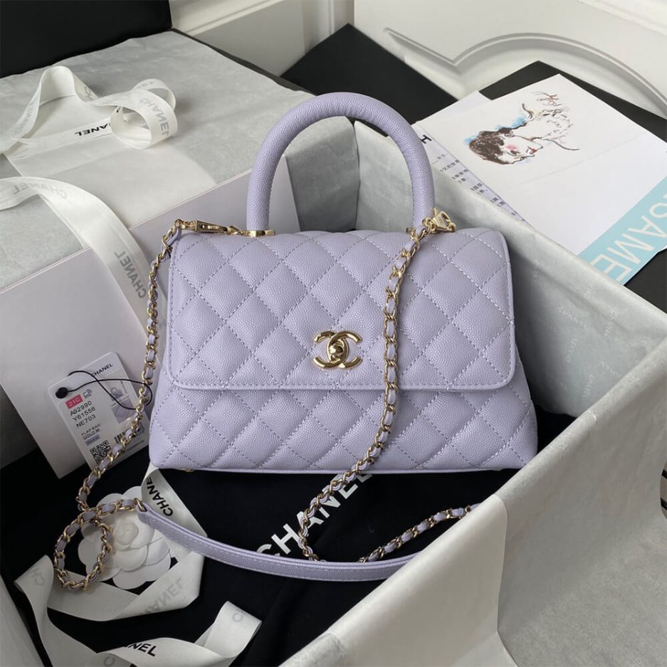 Ch*el coco handle bag small