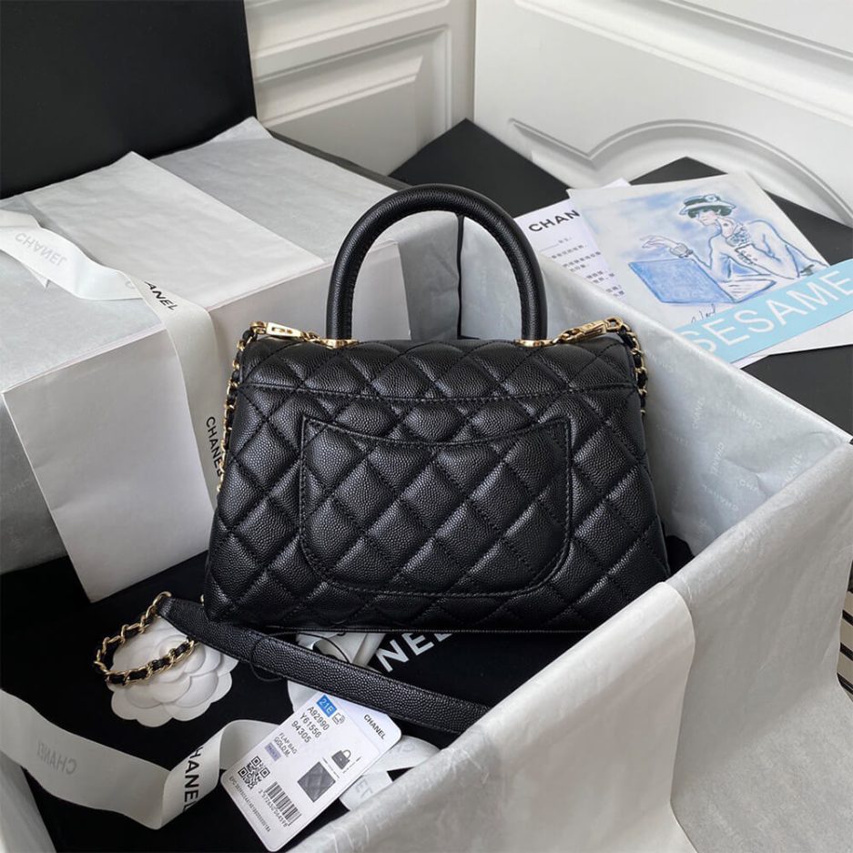 Ch*el coco handle bag small