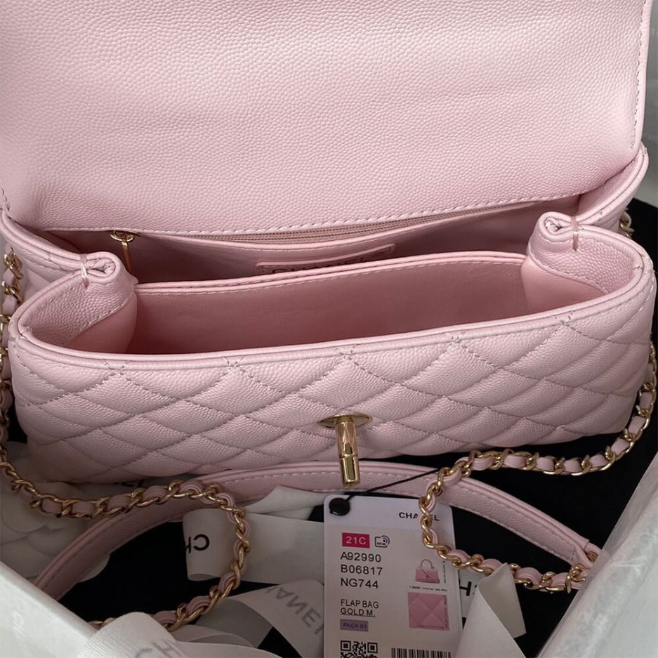 Ch*el coco handle bag small