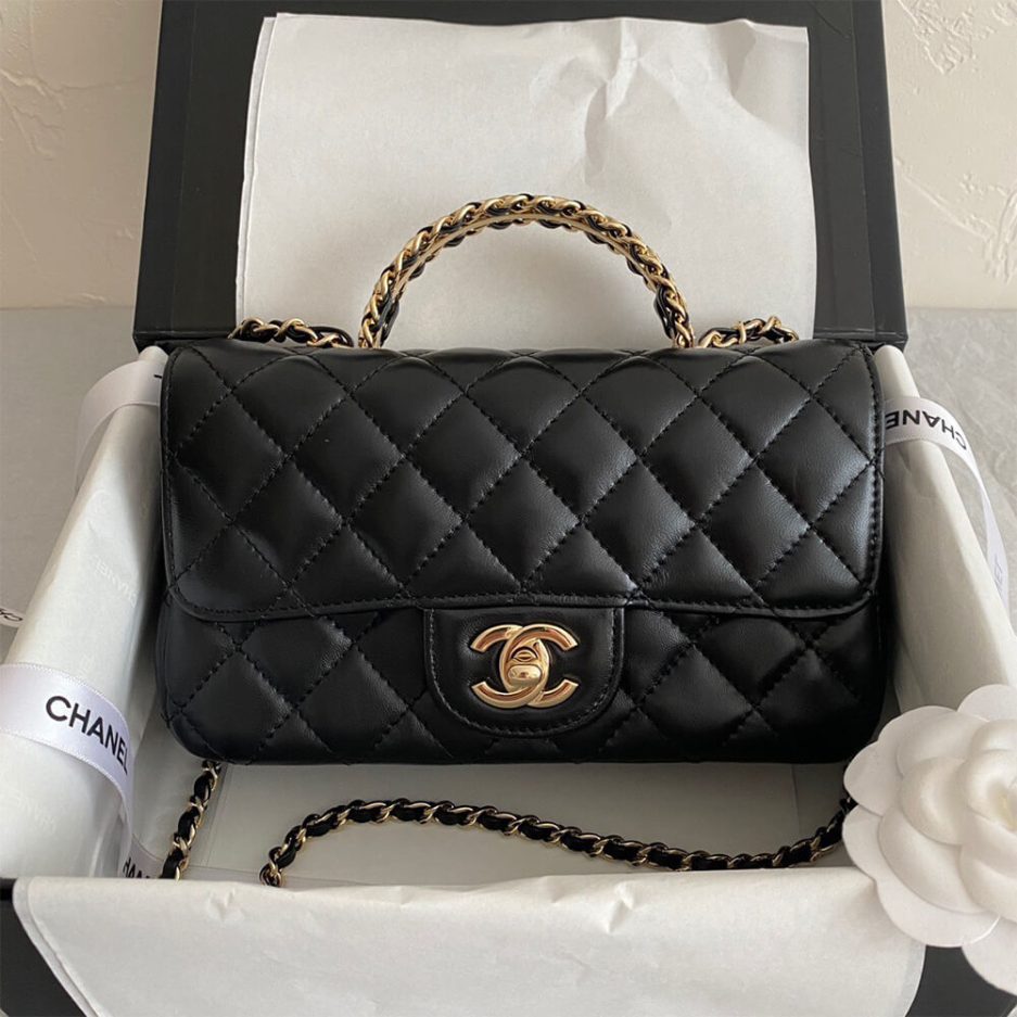 Ch*el mini flap with top handle