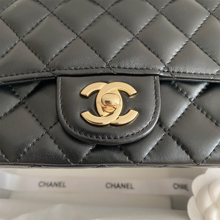 Ch*el mini flap with top handle